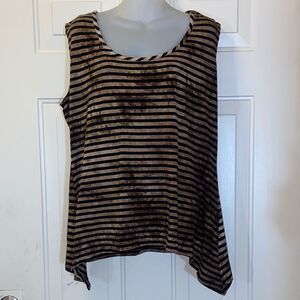 Double Take Striped Black and Tan Women's Top Size 1X